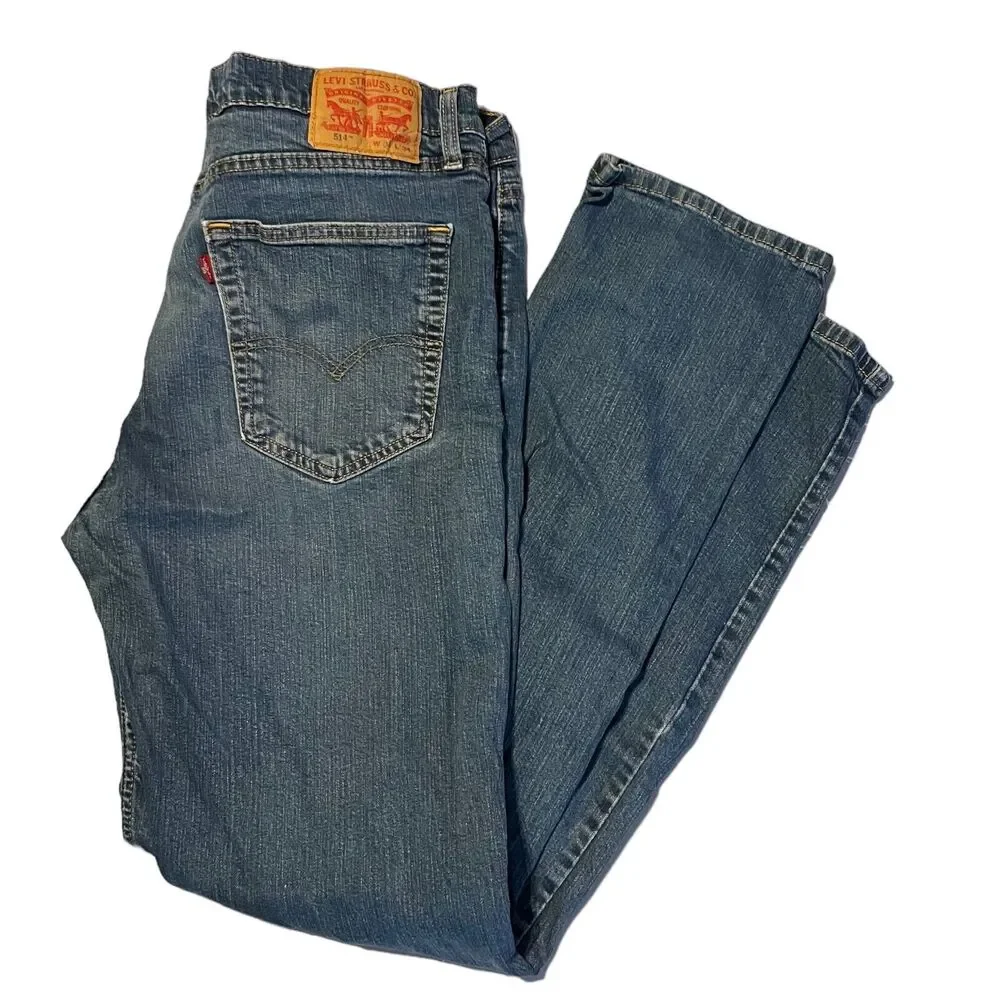 Levi's 514 Mens 36x32.5 Classic Straight Leg Jeans Medium Wash Blue Denim